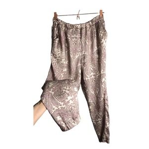 Forever 21 | Pink cream silk paisley print bohemian high rise jogger pants